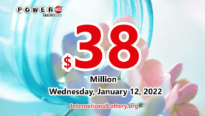 2022年1月10日，美国Powerball的结果；奖金为3,800万美元。